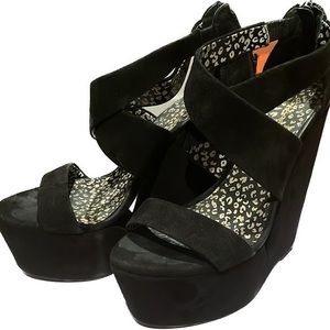 Black Suede Wedge Shoes